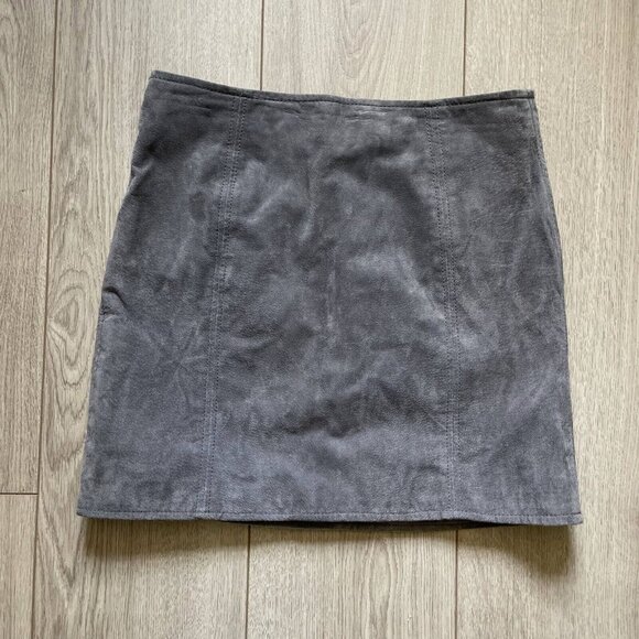 Blanknyc Suede a Line Mini Skirt Women's Gray Size 26 Back Zipper - Picture 1 of 7